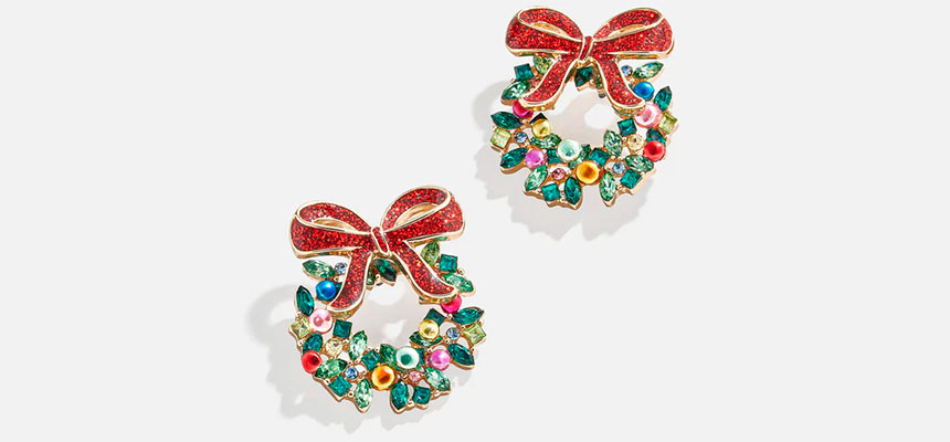 Multicolored Christmas Wreath Earrings
