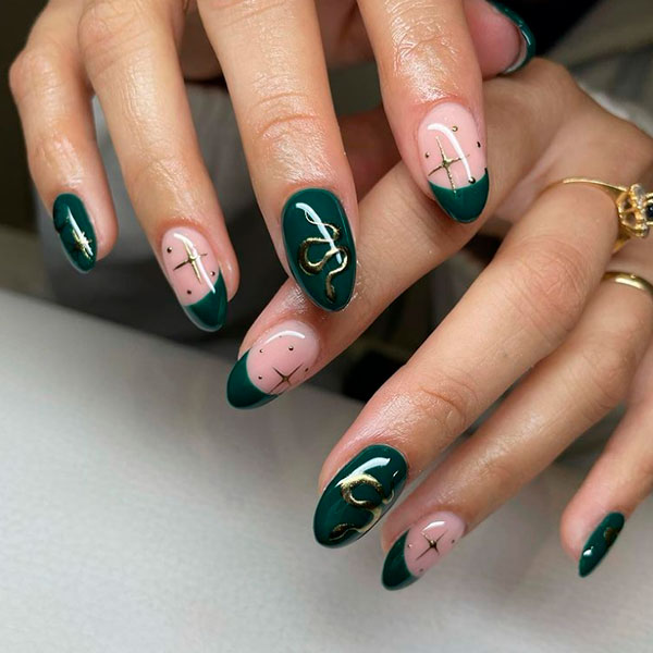 Snake and Star Winter Nails