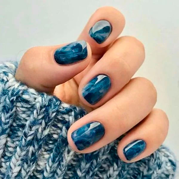 Blue Marble Winter Nails