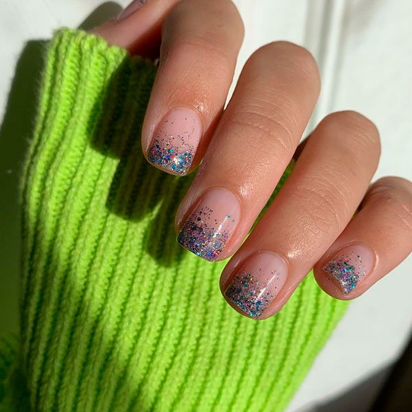 Glitter Ombre Winter Nails