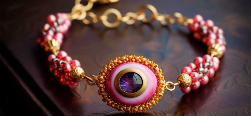 pink evil eye bracelet