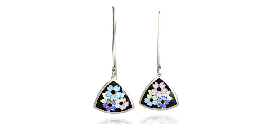enamel flower drop earrings