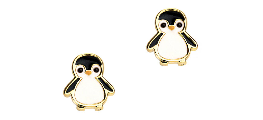 enamel studs earrings penguin