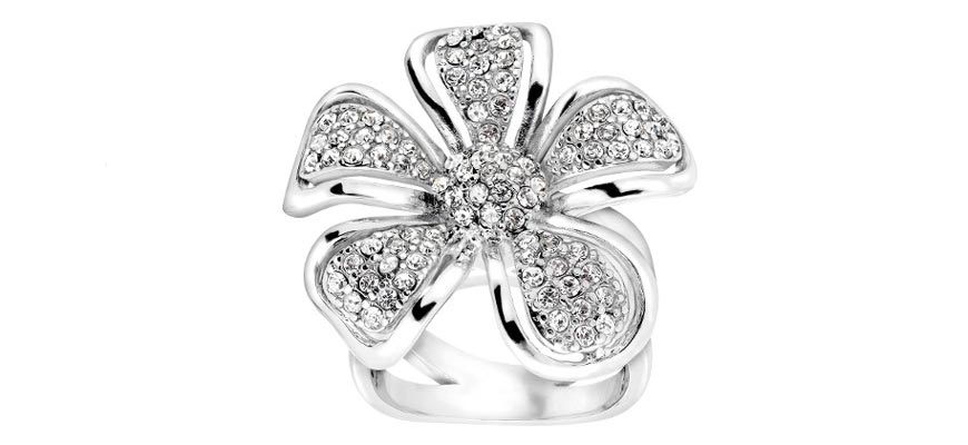 flower ring with czech crystals