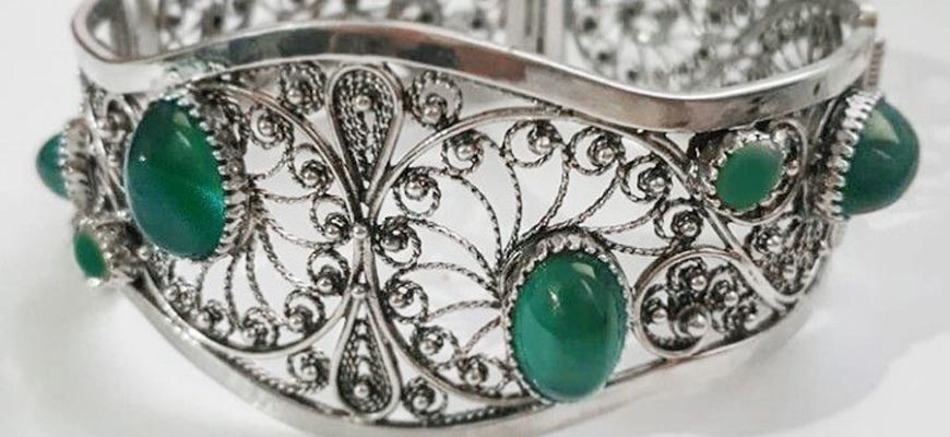 gemstone silver bangle bracelet