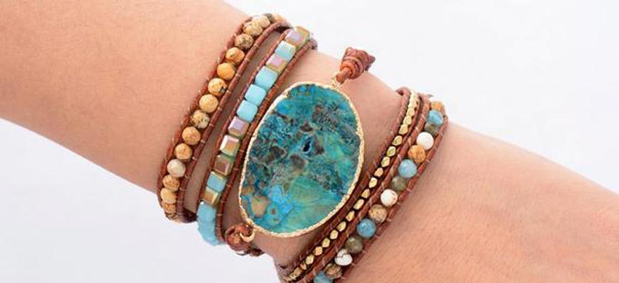 gemstone turquoise wrap bracelet