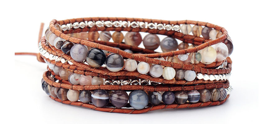 leather wrap bracelet with beads