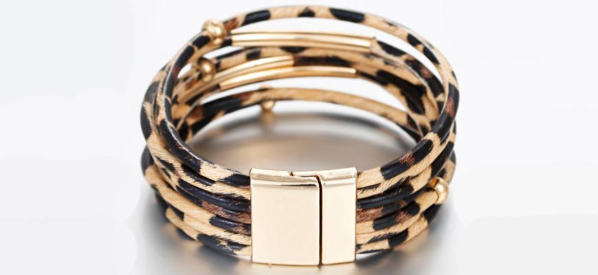 leopard pattern leather bracelet