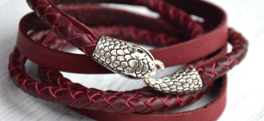 red leather bracelet with clasp