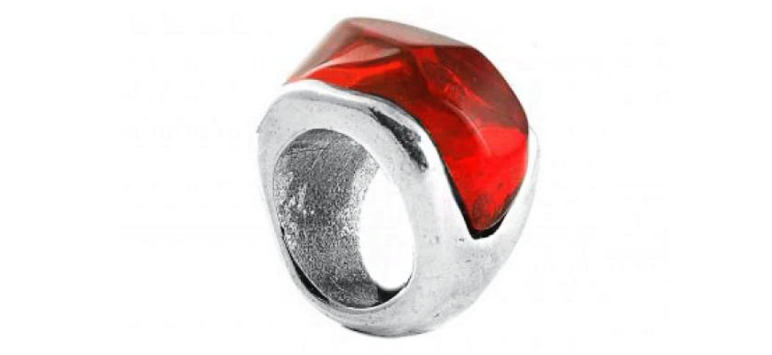 silver resin ring red