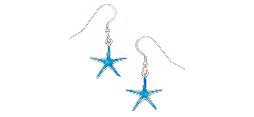starfish enamel wire hook earrings