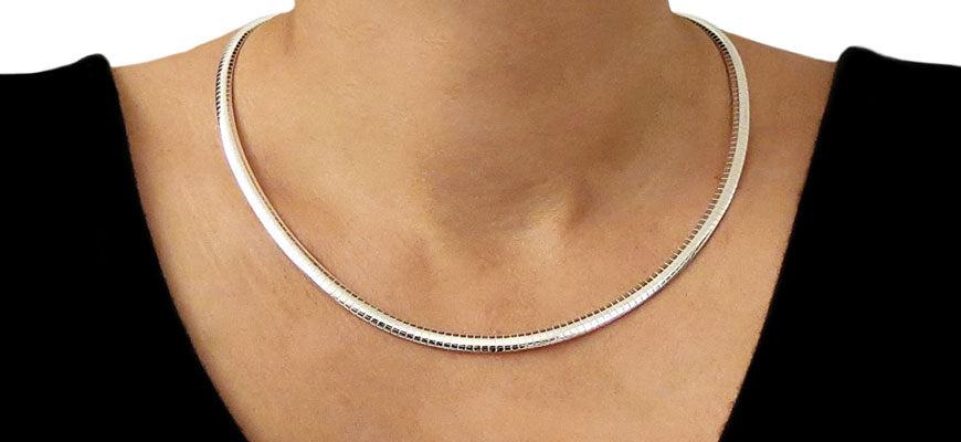 4MM ITALIAN SOLID STERLING SILVER OMEGA NECKLACE 20