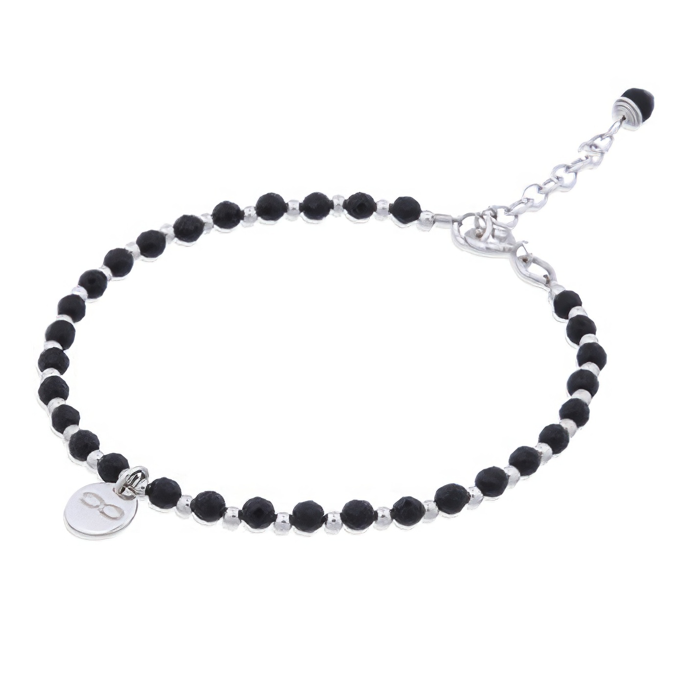 Agate & Silver Beads Bracelet with Infinity Charm 