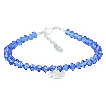 Swarovski colorful crystals bracelet with four-leaf silver clover charm by BeYindi 