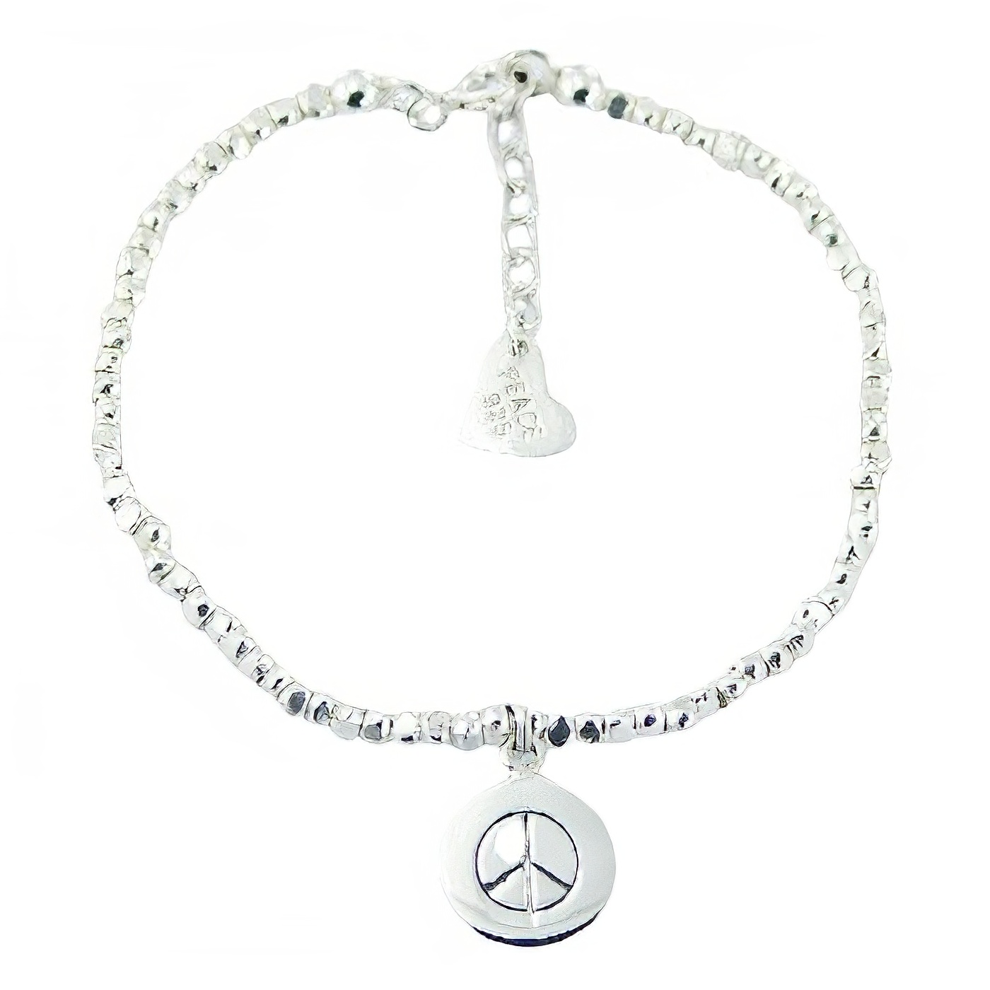 Cuboid silver beads bracelet peace disc charm 