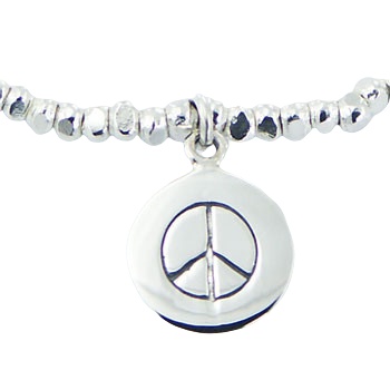 Sterling silver bracelet with cuboid beads and peace disc charm by BeYindi 2