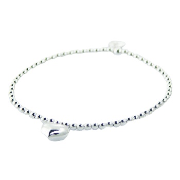 Silver stretch bracelet with beads and puffed heart charm by BeYindi 