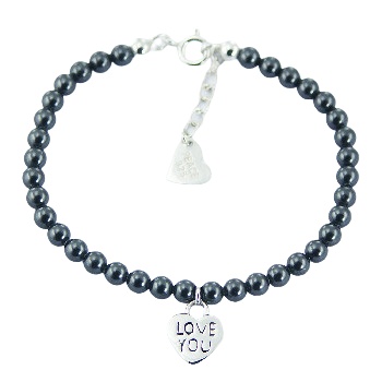Swarovski crystal pearl bracelet silver heart charm 