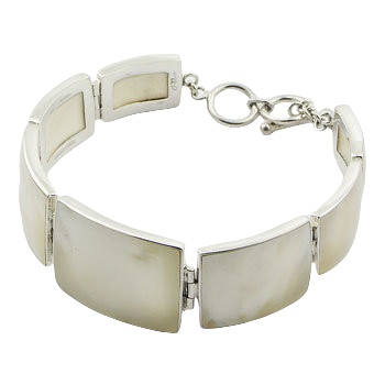 Silver bracelet mother of pearl rectangle 