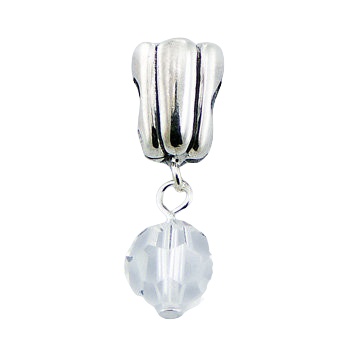 Faceted Swarovski crystal charm silver bead 