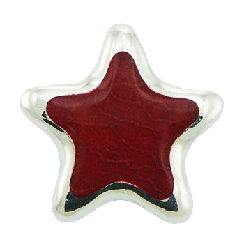 Silver star pendant red coral inlay 