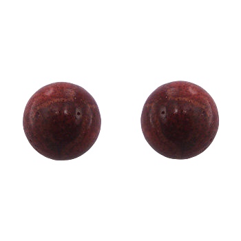 Red coral sphere silver stud earrings 