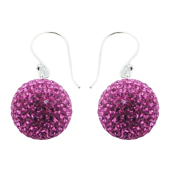 Czech crystal pink silver earrings 