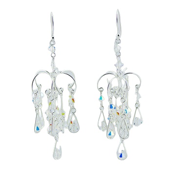 Silver Swarovski glitter earrings 