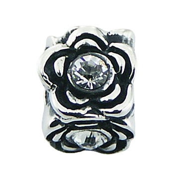 Casted silver Swarovski crystal floral bead 