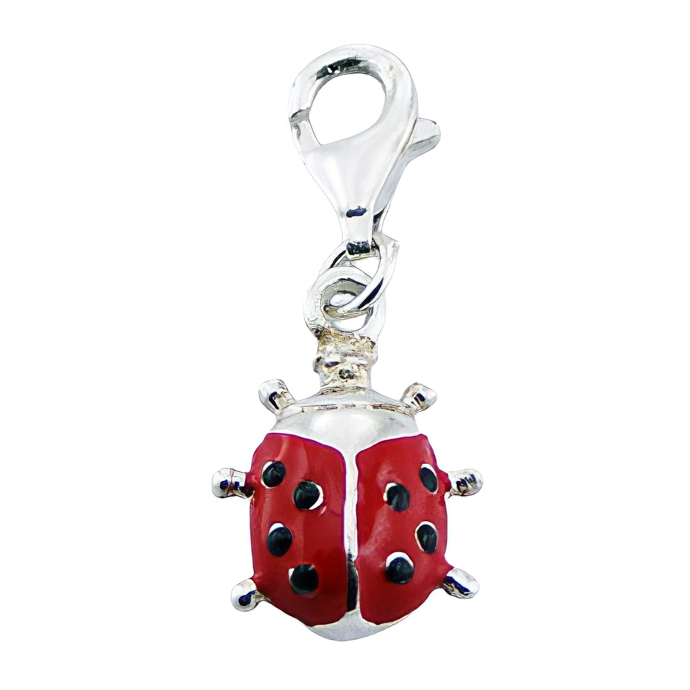 Red enameled ladybird silver charm 