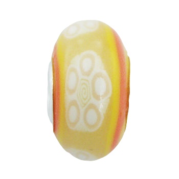 Floral sunny hand painted silver core bead 