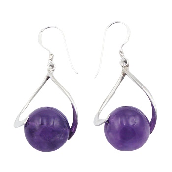 Violet amethyst loop silver earrings 