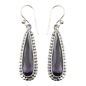 Violet cubic zirconia silver earrings 