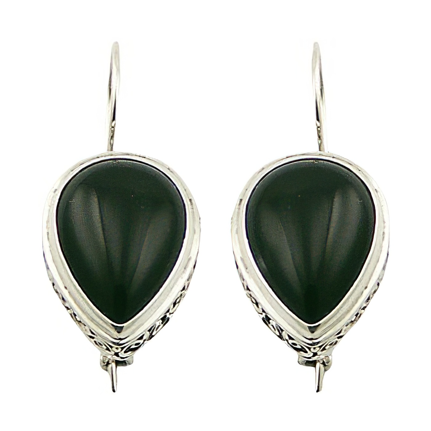 Agate ajoure silver earrings 