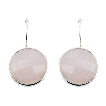 Faceted pink hydro quartz silver earrings 