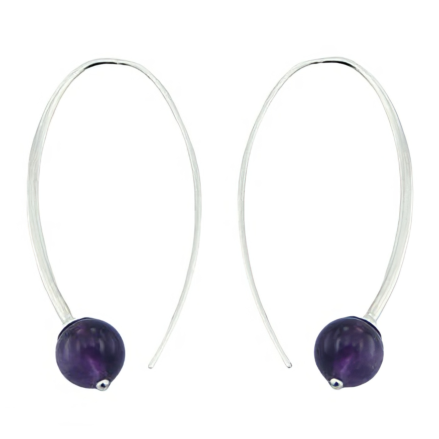 Violet amethyst beads silver earrings 