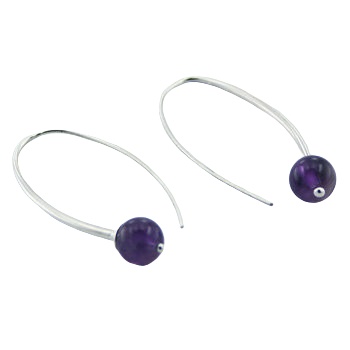 Violet amethyst sterling silver fixed hooks beads earrings by BeYindi 