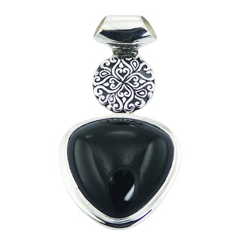 Black agate sterling silver pendant 