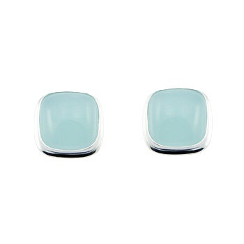 Blue hydro quartz silver stud earrings 