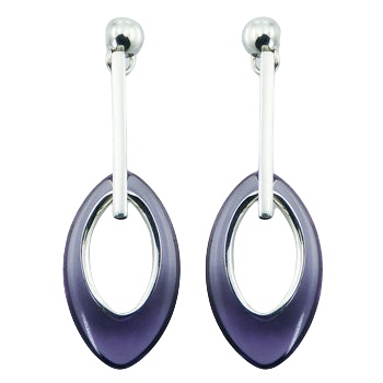 Marquise violet hydro quartz silver earrings 