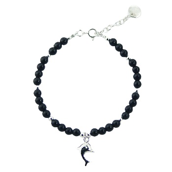 Gemstone bracelet silver dolphin charm 