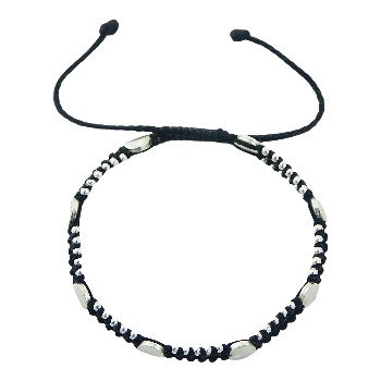 Double macrame bracelet with silver discs & beads by BeYindi 