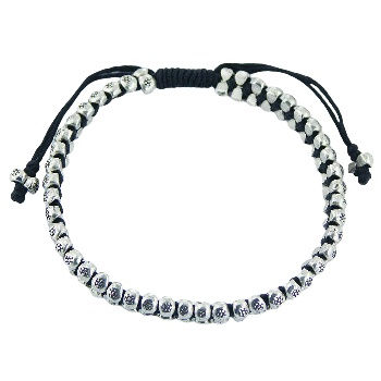 Macrame bracelet with double row of silver beads by BeYindi 