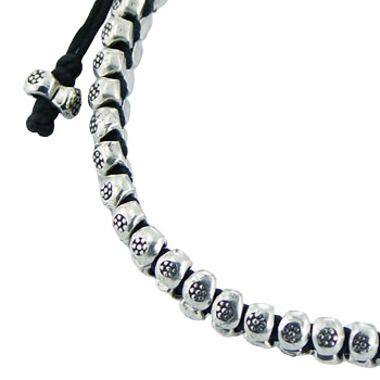 Macrame bracelet with double row of silver beads by BeYindi 3