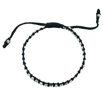 Macrame bracelet with sliver cuboid beads unisex design by BeYindi 