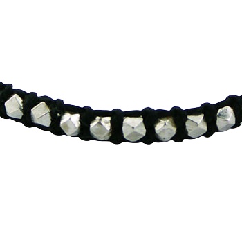 Macrame bracelet with sliver cuboid beads unisex design by BeYindi 2