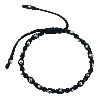 Macrame bracelet with silver rhombus beads unisex design by BeYindi 