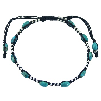 Macrame bracelet turquoise oval gems 