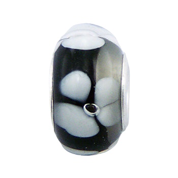 murano glass flowers silver core bead 