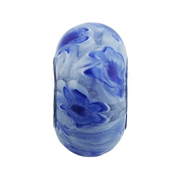 Floral marbled murano glass silver bead 